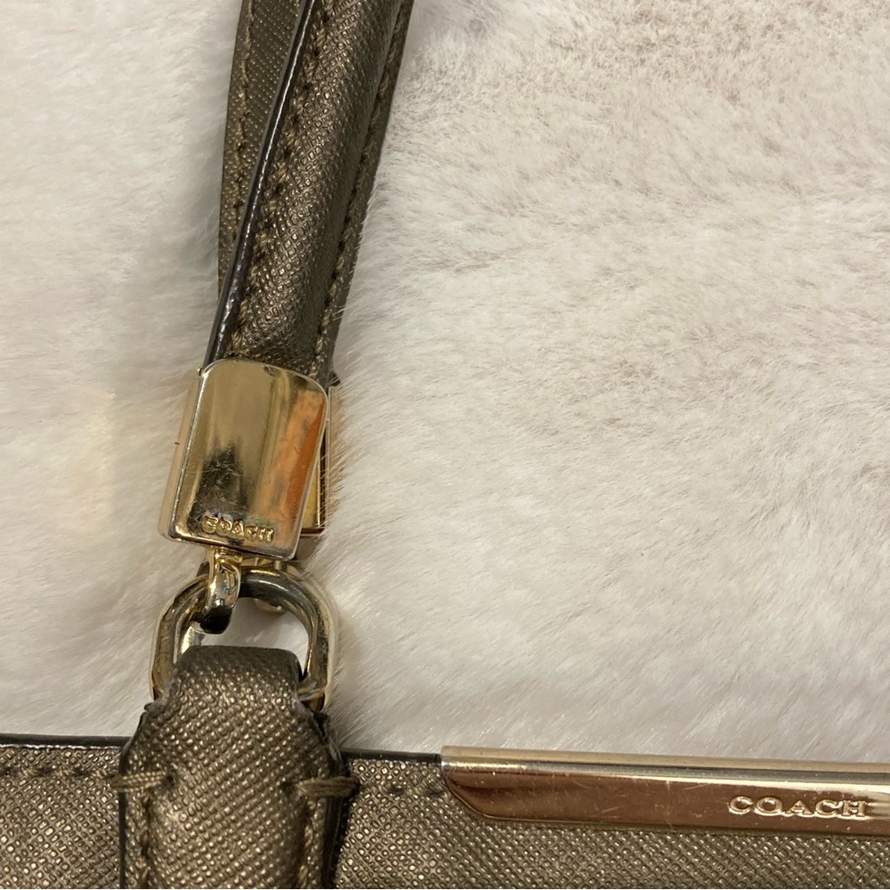 Coach Madison Saffiano Leather Bronze Metallic Handbag 29001 Small Tote - Picture 4 of 8